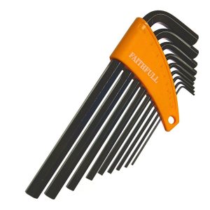 9 Piece Faithfull Metric Hex Key Set - Long Arm Ball End