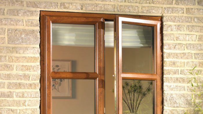 Showroom profile render of a Profile 22 Optima fully sculptured uPVC French casement window frame.